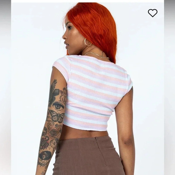 NWT PRINCESS POLLY- SIZE 10 STRIPPED CROP T-SHIRT - Picture 4 of 4